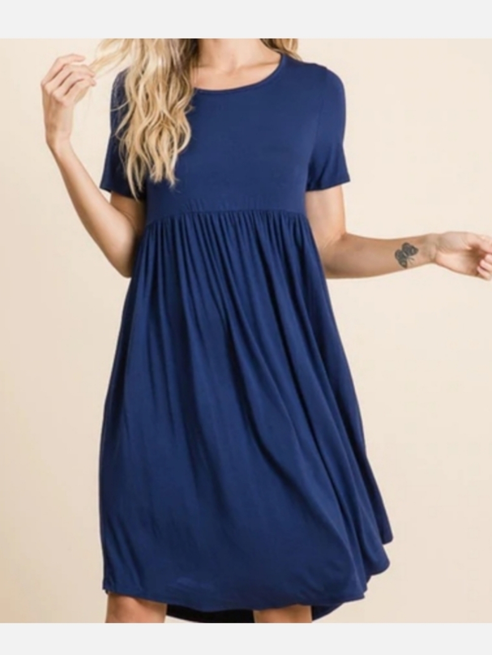 DB Moon Jersey Knit Dress Navy Blue Scoop Neck Short Sleeve Sz 2XL NWT